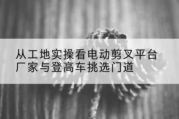 郏县电动剪叉升降平台厂家-从工地实操看电动剪叉平台厂家与登高车挑选门道